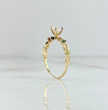 Solitaire Ring Solitaire 1.2gr / Size 5 1/4 / White Blue Orange Green Yellow Zircons 18K Yellow Gold