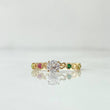 Ring Solitaire Heart Channel 1.25gr / Size 5 1/2 / White Zircons Fuchsia Green Yellow 18K Yellow Gold