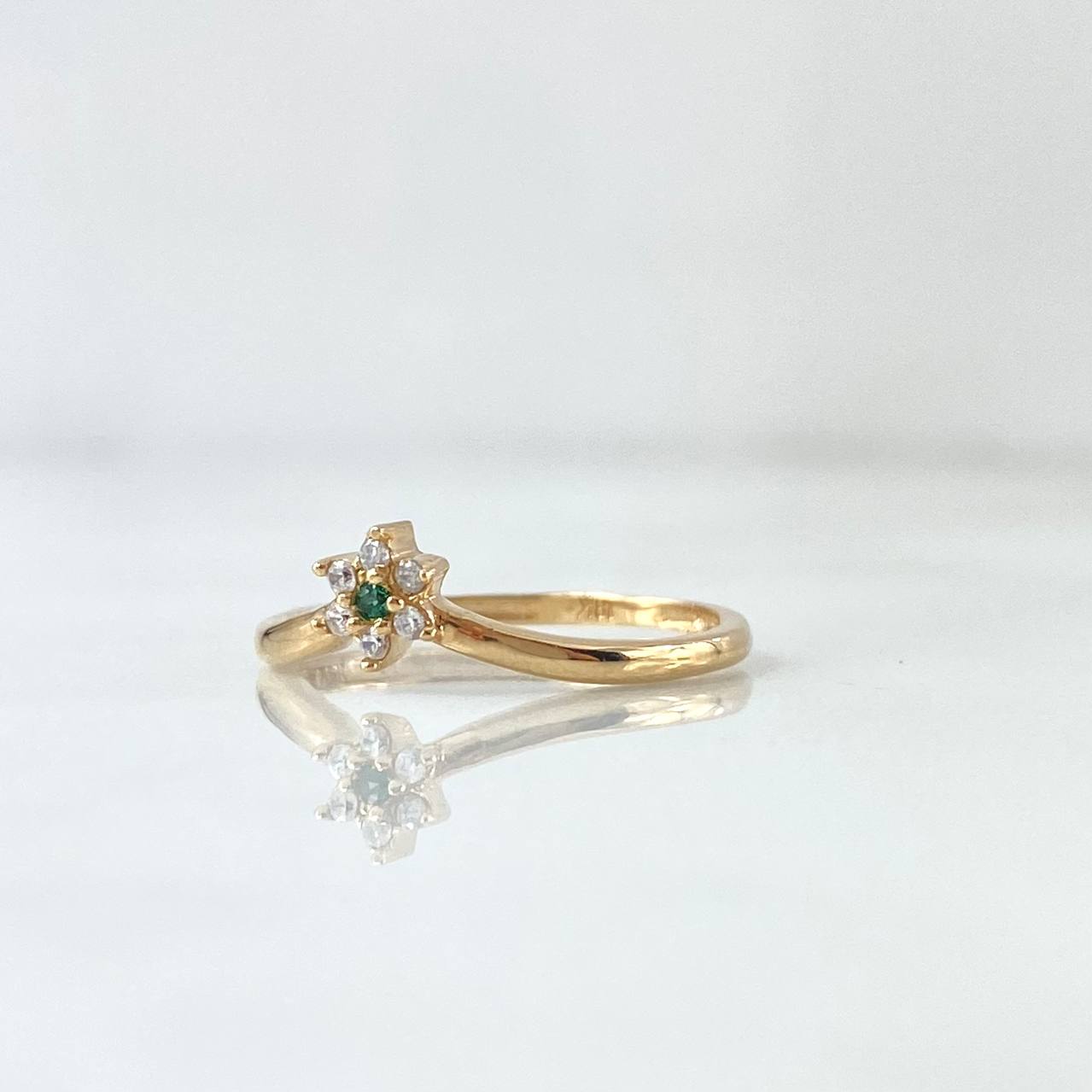 Flower Arch Ring 1.5gr / Size 5 3/4 / White Zircons Yellow Gold 18K