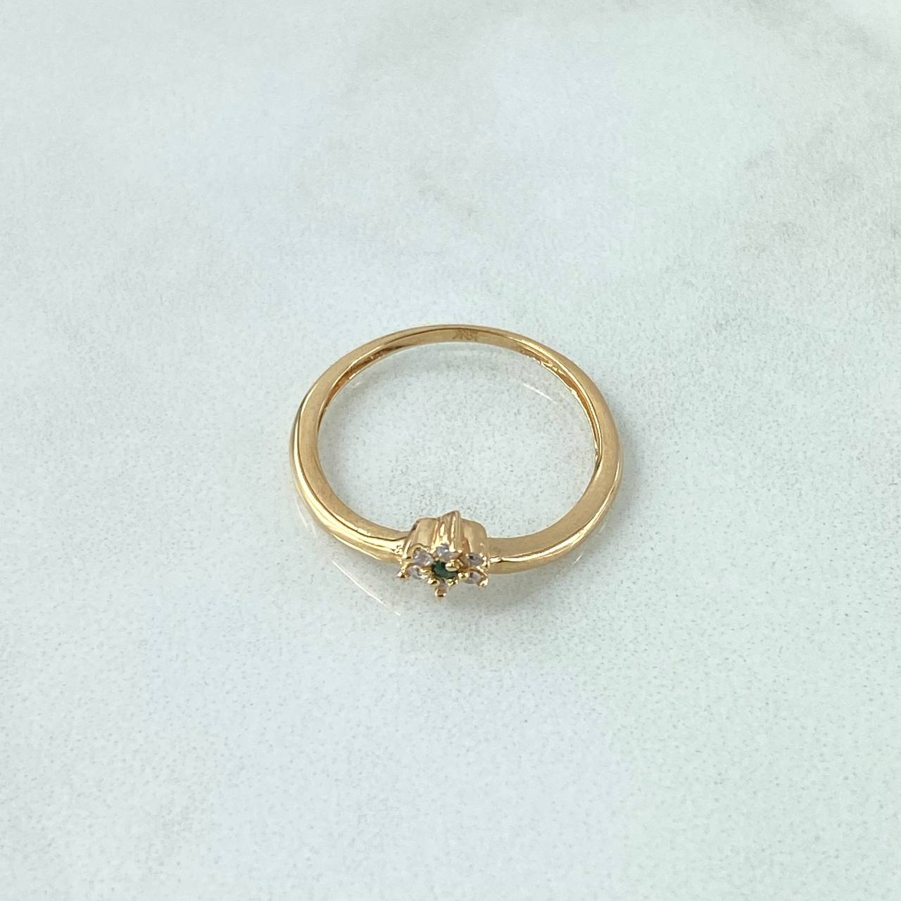 Flower Arch Ring 1.5gr / Size 5 3/4 / White Zircons Yellow Gold 18K