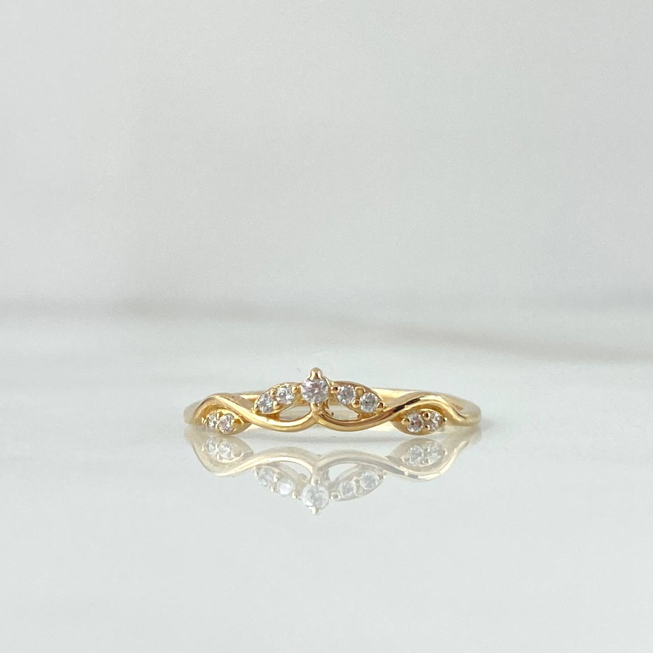 Vine Ring 1.8gr / Size 7 3/4 / White Zircons 18K Yellow Gold