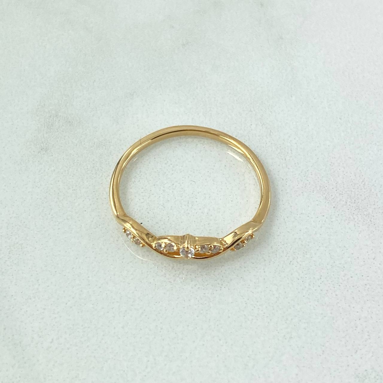 Vine Ring 1.8gr / Size 7 3/4 / White Zircons 18K Yellow Gold
