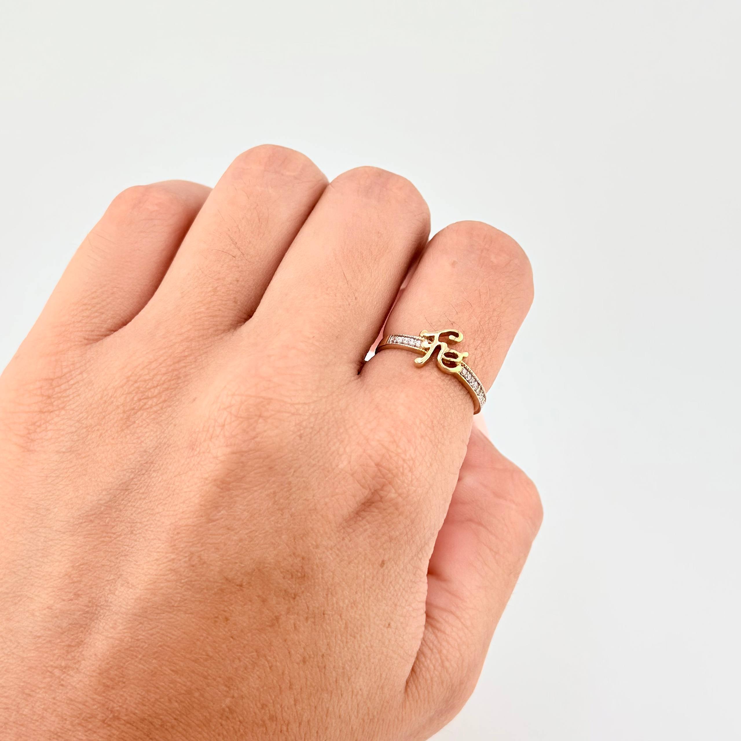 Churumbela Faith Ring 1.55g / Size 6 1/4 / White Cubic Zirconia Two-Tone Yellow and White Gold