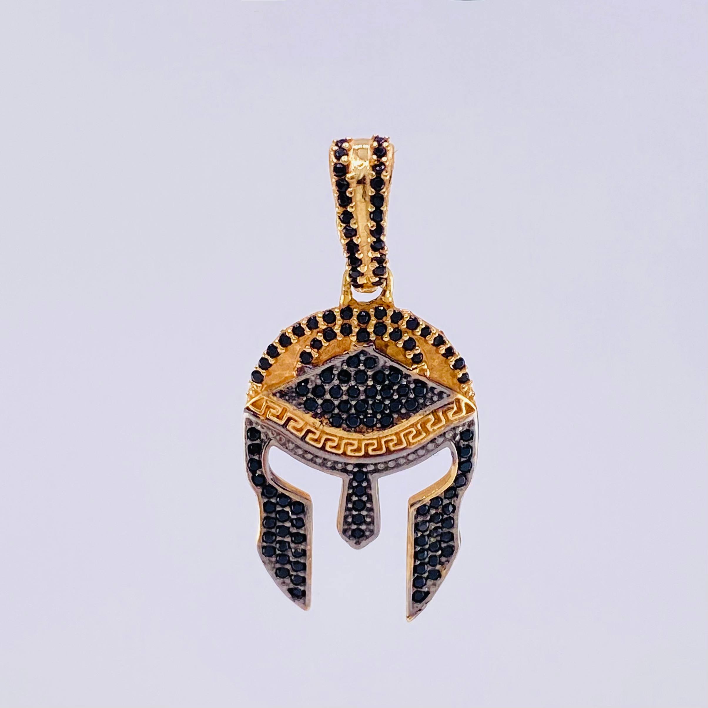 Pendant Trival Helmet 4.7gr / 3.7cm / Black Zircons Rose Gold