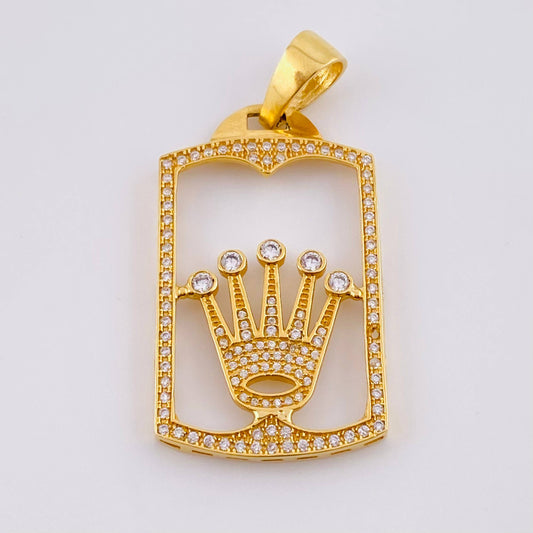 Pendant Silhouette Crown Plate 9.6gr / 5.4cm / White Zircons Yellow Gold