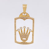 Pendant Silhouette Crown Plate 9.6gr / 5.4cm / White Zircons Yellow Gold