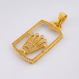 Pendant Silhouette Crown Plate 9.6gr / 5.4cm / White Zircons Yellow Gold