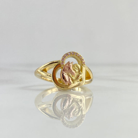 Custom Custom Horse Ring 10gr / Pink Zircons Two Yellow and Rose Gold 18K