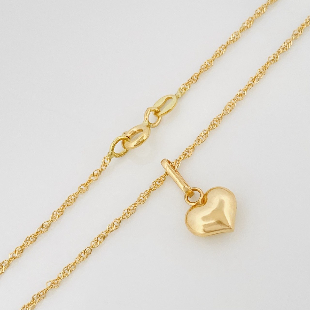 Set Cadena Singapur + Dije Corazón / 2 g / 17 3/4 in Oro Amarillo 18K