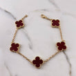 Bracelet  Classic Link Clover 14.4gr / 21cm / 2.2mm Red Agate Yellow Gold 18K &