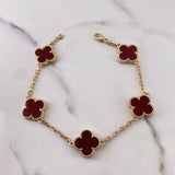 Bracelet  Classic Link Clover 14.4gr / 21cm / 2.2mm Red Agate Yellow Gold 18K &