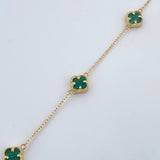Classic Link Bracelet Clover 2.8gr / 18.5cm-20.2cm / 0.9mm Green Malachite Yellow Gold +4 18K &