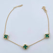 Classic Link Bracelet Clover 2.8gr / 18.5cm-20.2cm / 0.9mm Green Malachite Yellow Gold +4 18K &
