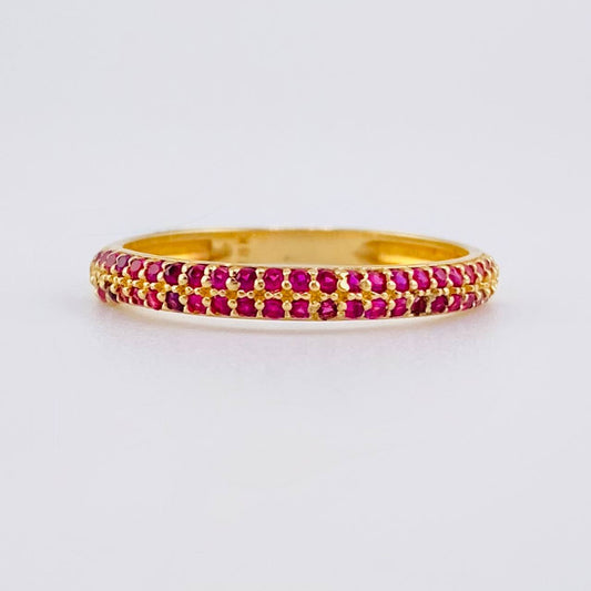 Churumbela Ring 1.55gr / Size 6 1/4 / Fuchsia Zircons Yellow Gold
