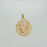 Bull Pendant 3.15gr / 1 in / Two Yellow Pink Golds 18K %