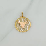 Bull Pendant 3.15gr / 1 in / Two Yellow Pink Golds 18K %