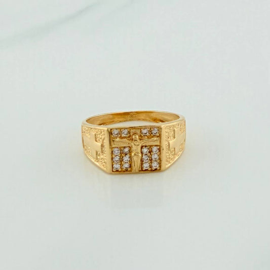 Anillo Cruz Cristo 5.4gr / T10 / Oro Amarillo 18K %