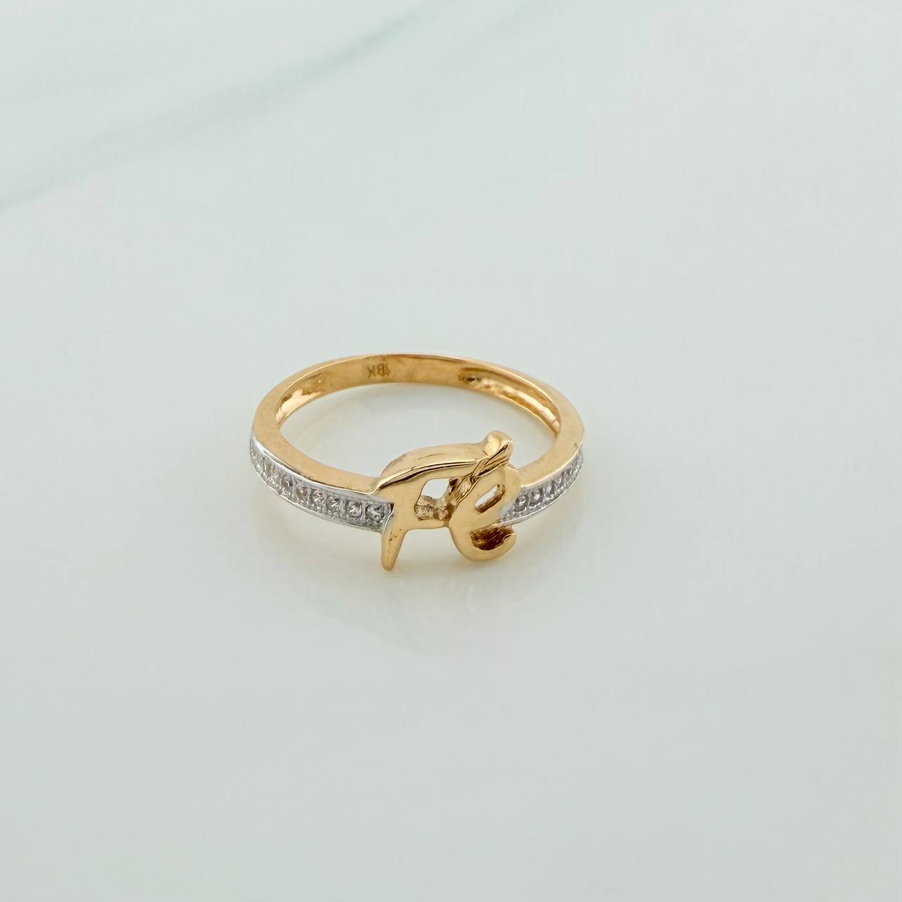 Anillo Fe 2.4gr / T6 1/2 / Dos Oros Amarillo Blanco 18K %