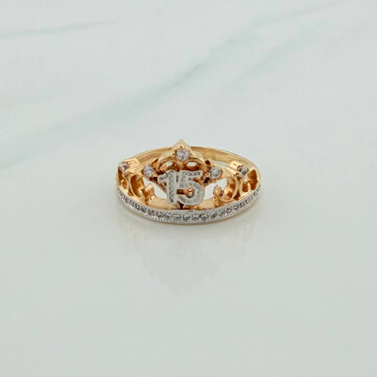 Anillo 15s 4.5gr / T7 1/2 / Dos Oros Amarillo Blanco 18K %