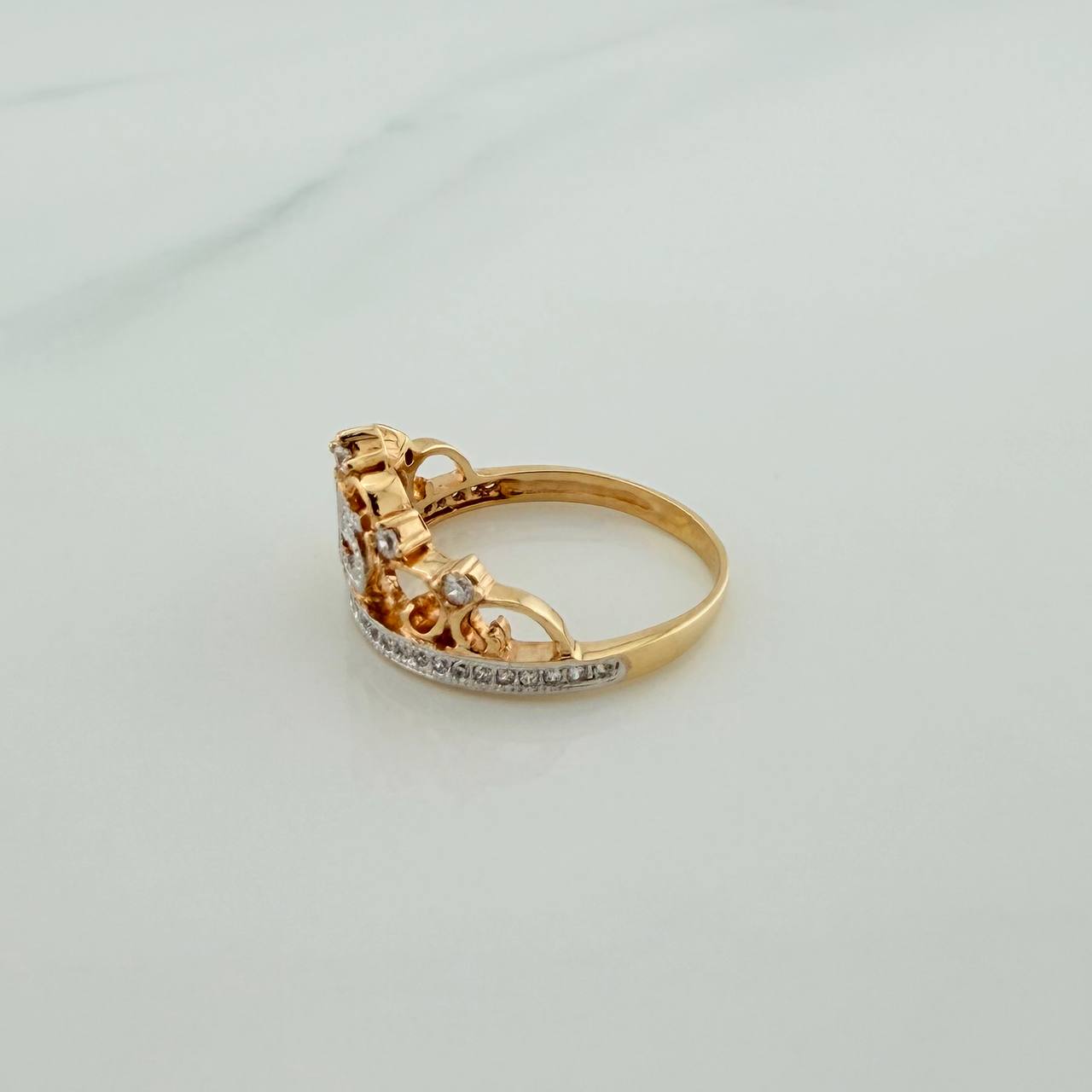 15s Ring 4.5gr / T7 1/2 / Two Golds Yellow White 18K %