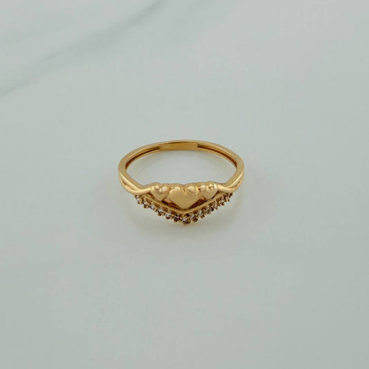 Trio Hearts Ring 1.9gr / T6 1/2 / Yellow Gold 18K %