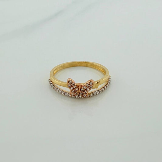 Butterflies Ring 2.4gr / T7 1/4 / Three Golds 18K %