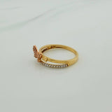 Anillo Mariposas 2.4gr / T7 1/4 / Tres Oros 18K %