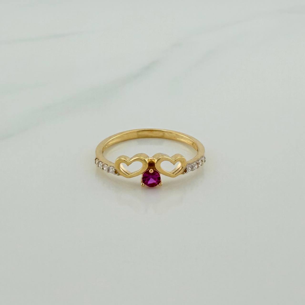 Anillo Silueta Corazón Doble 1.75gr / T6 1/2 / Dos Oros Amarillo Blanco 18K %