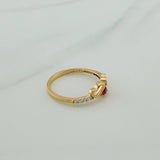Anillo Silueta Corazón Doble 1.75gr / T6 1/2 / Dos Oros Amarillo Blanco 18K %