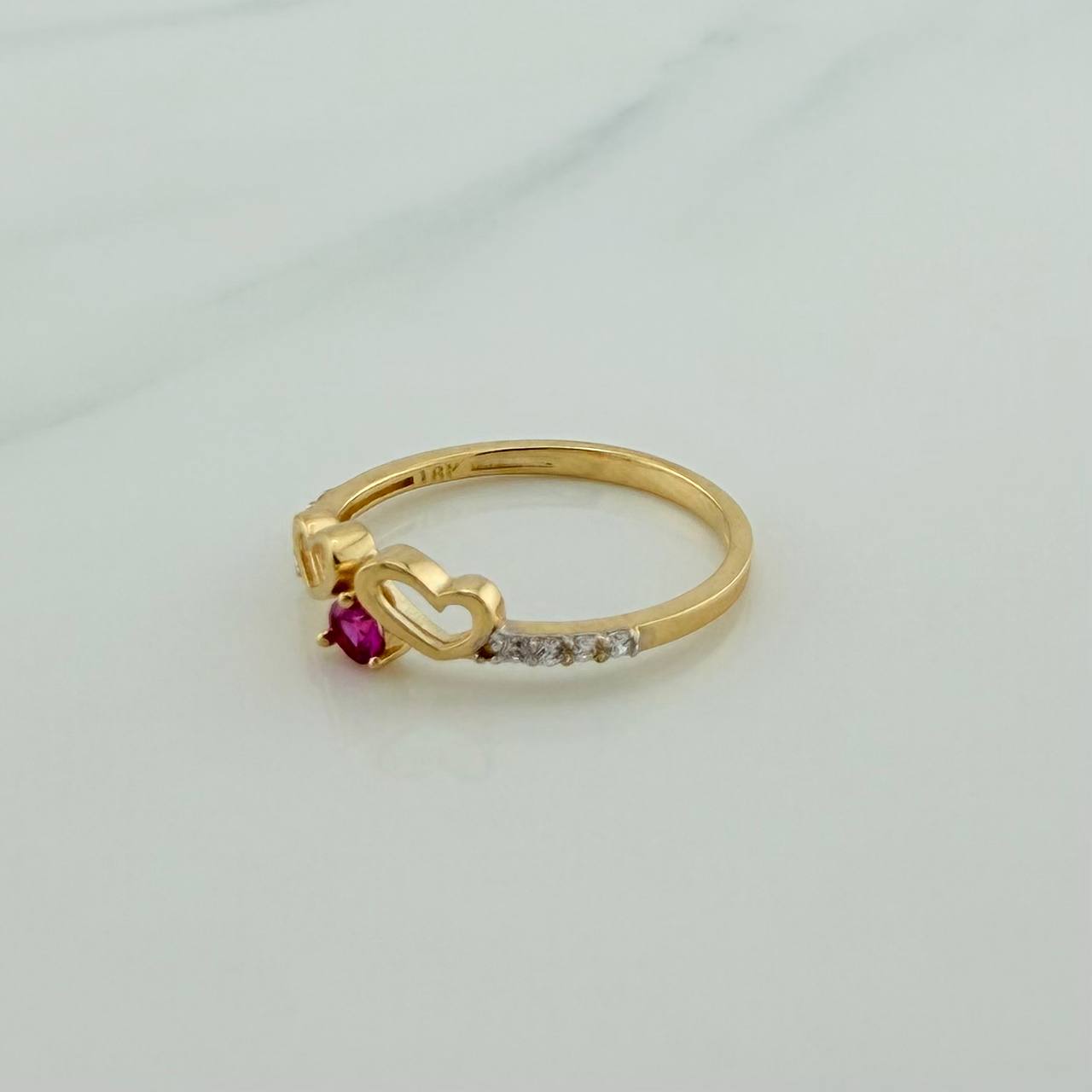 Anillo Silueta Corazón Doble 1.75gr / T6 1/2 / Dos Oros Amarillo Blanco 18K %