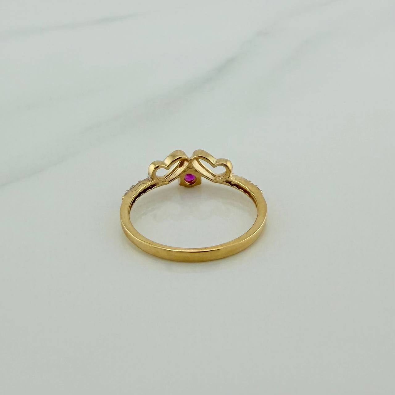 Anillo Silueta Corazón Doble 1.75gr / T6 1/2 / Dos Oros Amarillo Blanco 18K %
