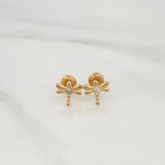 Dragonfly Stud Earrings 1.05gr / 8.3mm 18K Yellow Gold %