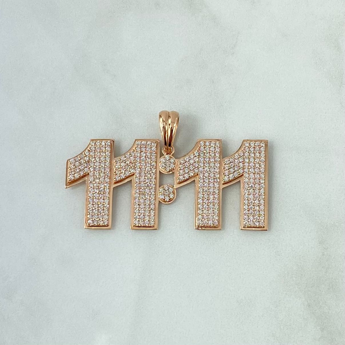 Custom Pendant Custom Time 16gr / White Zircons 18K Rose Gold