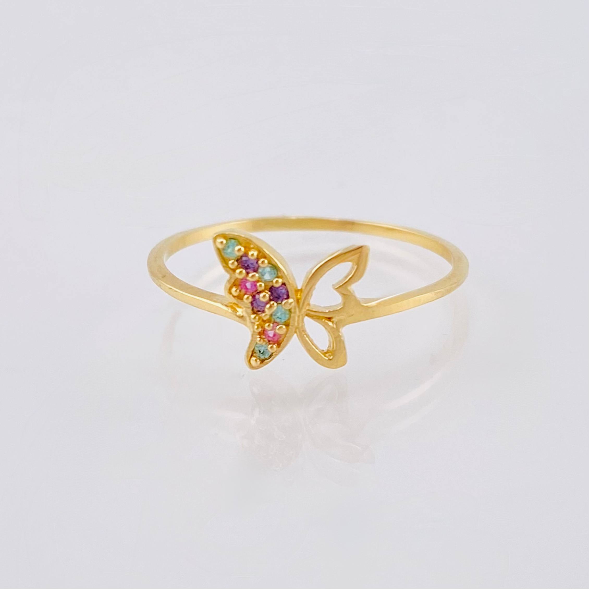 Anillo Mariposa Silueta 1.1gr / T7 / Oro Amarillo 18K