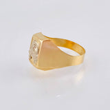 Anillo Sello Herradura Caballo 3.4gr / 9 3/4 / Dos Oros Amarillo Blanco 18K ©