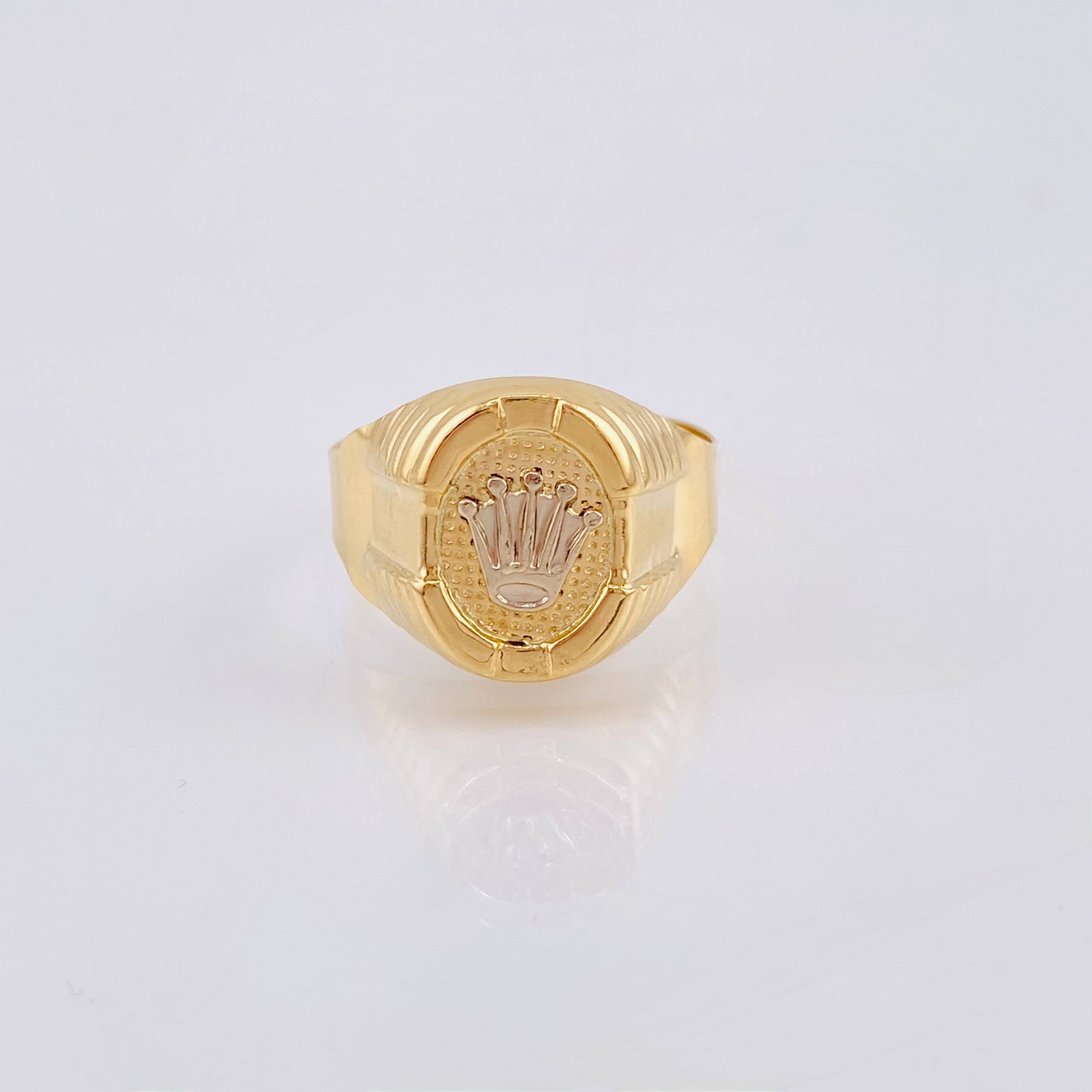 Anillo Corona Rx 3.7gr / T10 / Dos Oros Amarillo Blanco 18K