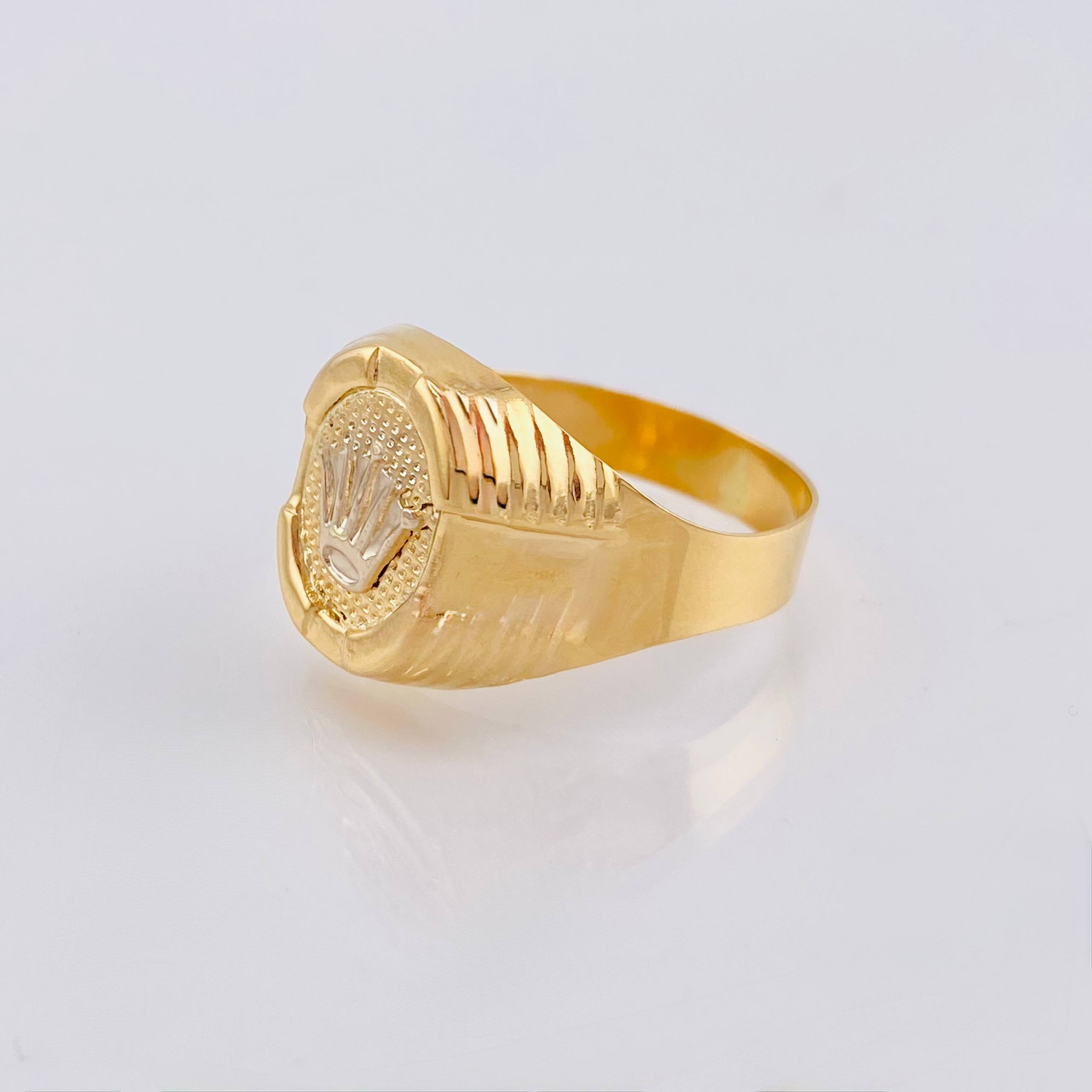 Anillo Corona Rx 3.7gr / T10 / Dos Oros Amarillo Blanco 18K