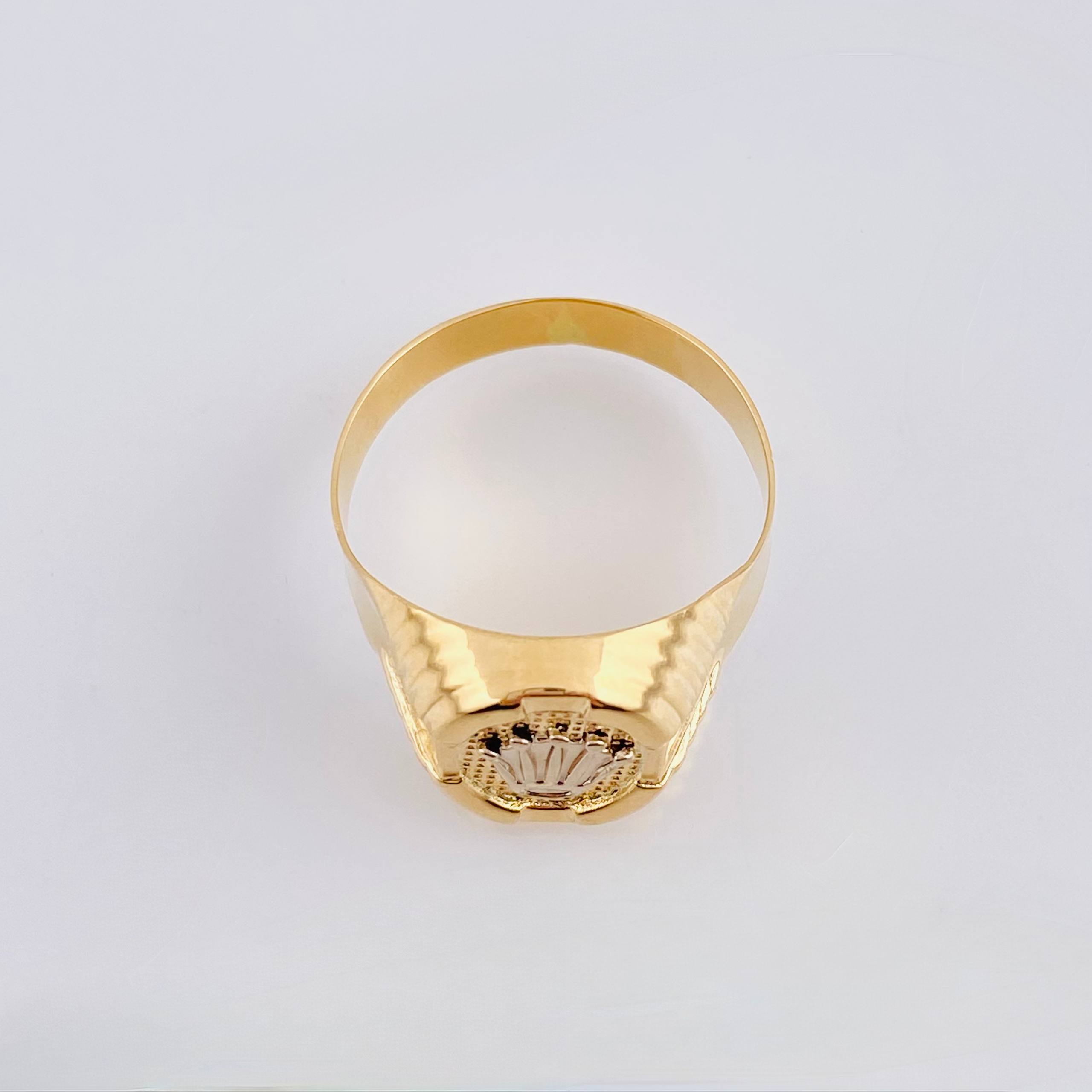 Anillo Corona Rx 3.7gr / T10 / Dos Oros Amarillo Blanco 18K