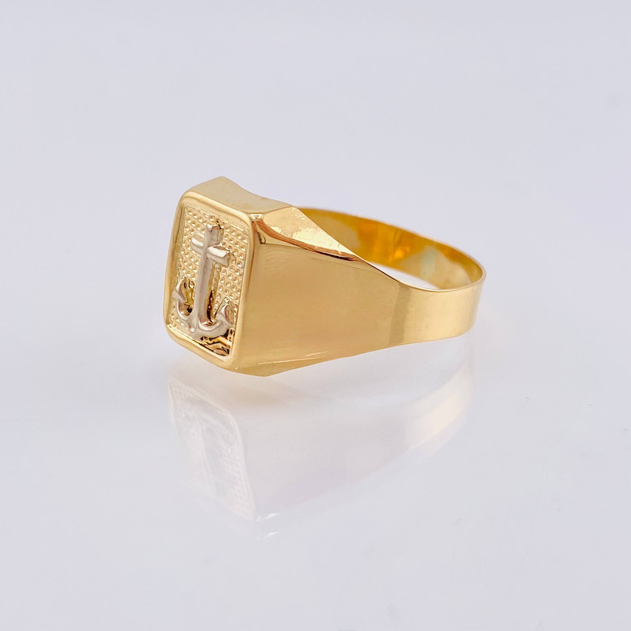 Anchor Frame Ring 3.55gr / T11 1/2 / Two 18K Yellow White Golds