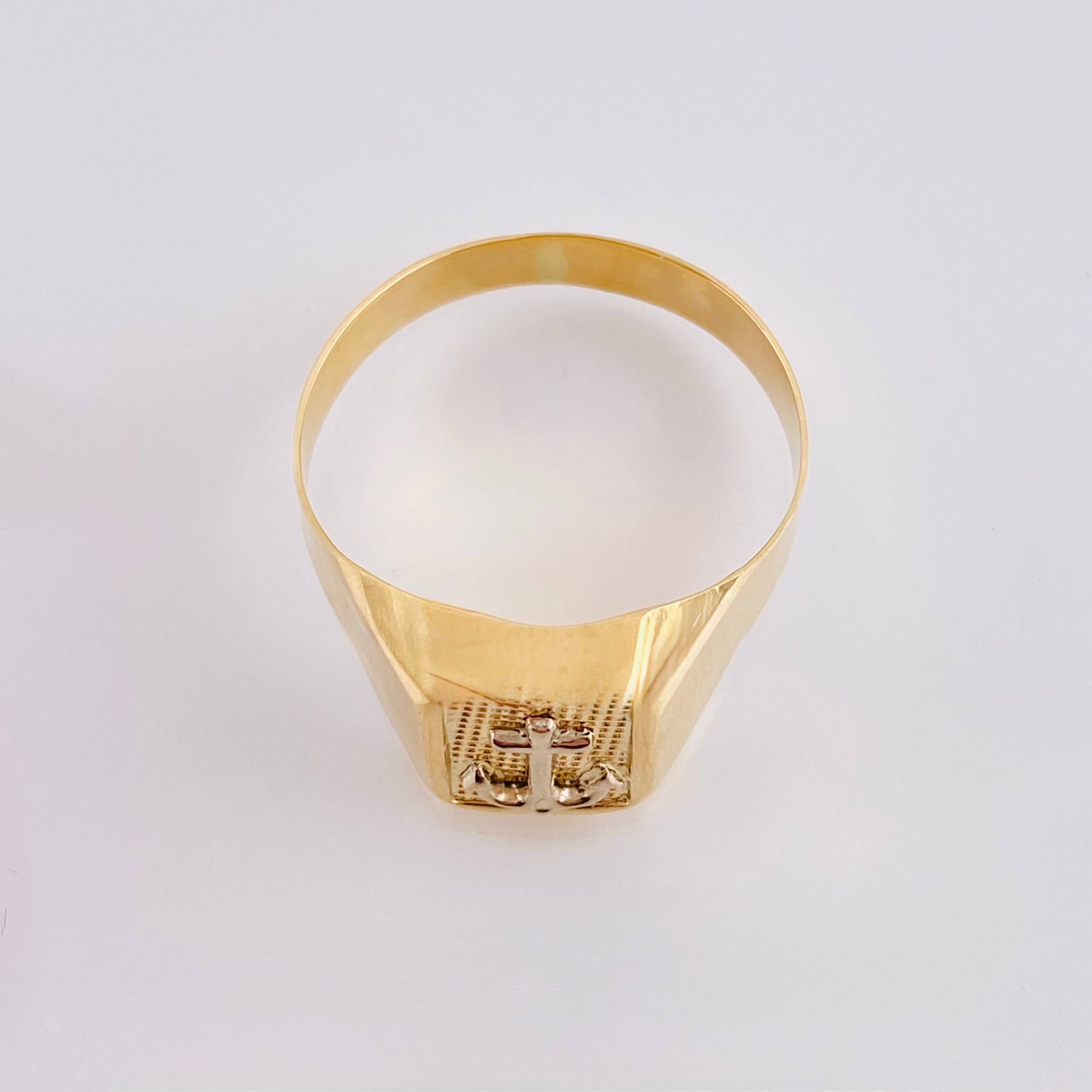 Anchor Frame Ring 3.45g / Size 10 Two-Tone Yellow and White Gold 18K