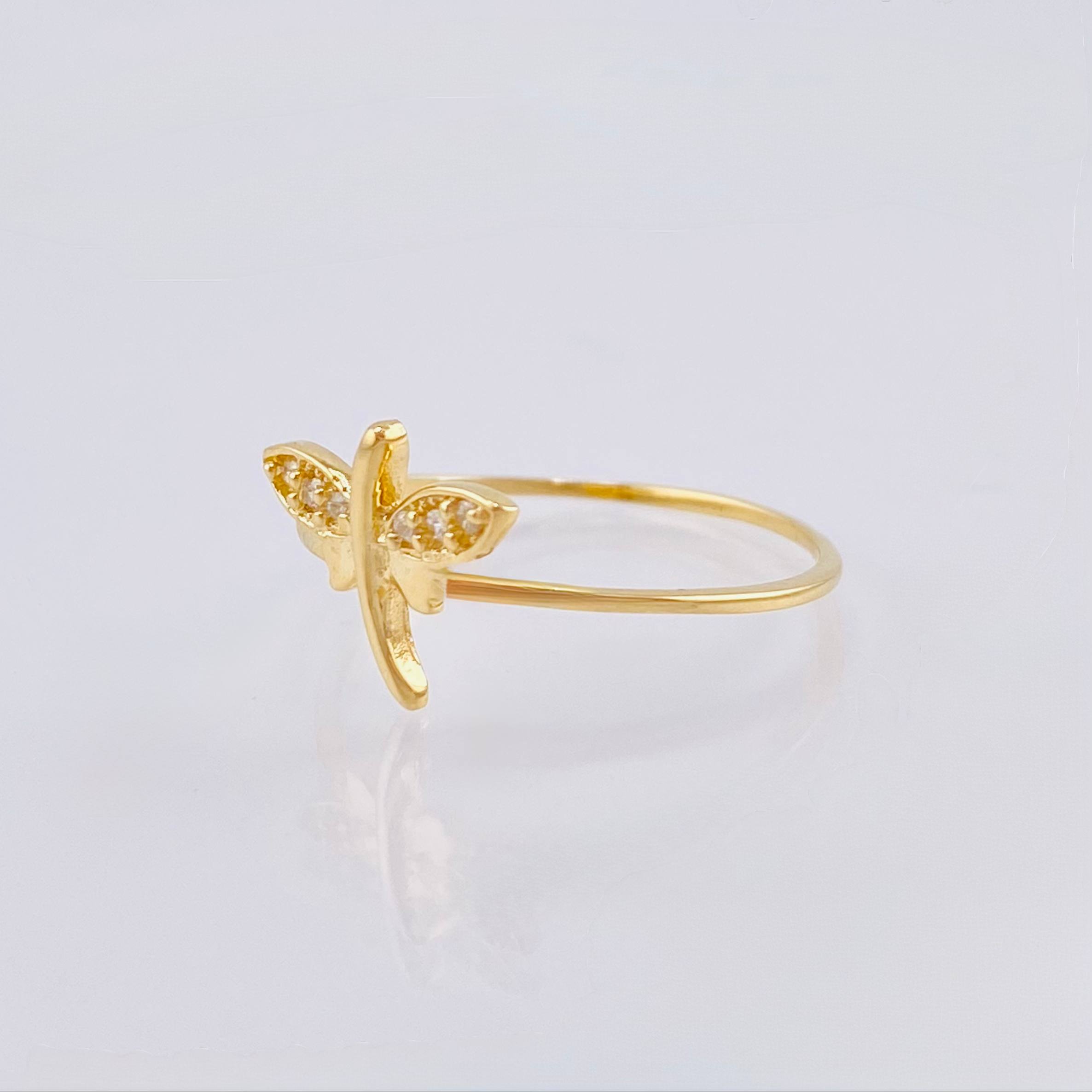 Anillo Libelula 1 g / T7 Oro Amarillo 18K