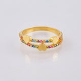 Rainbow Hearts Ring 2.65gr / T7 / 18K Yellow Gold