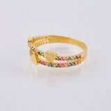 Rainbow Hearts Ring 2.65gr / T7 / 18K Yellow Gold