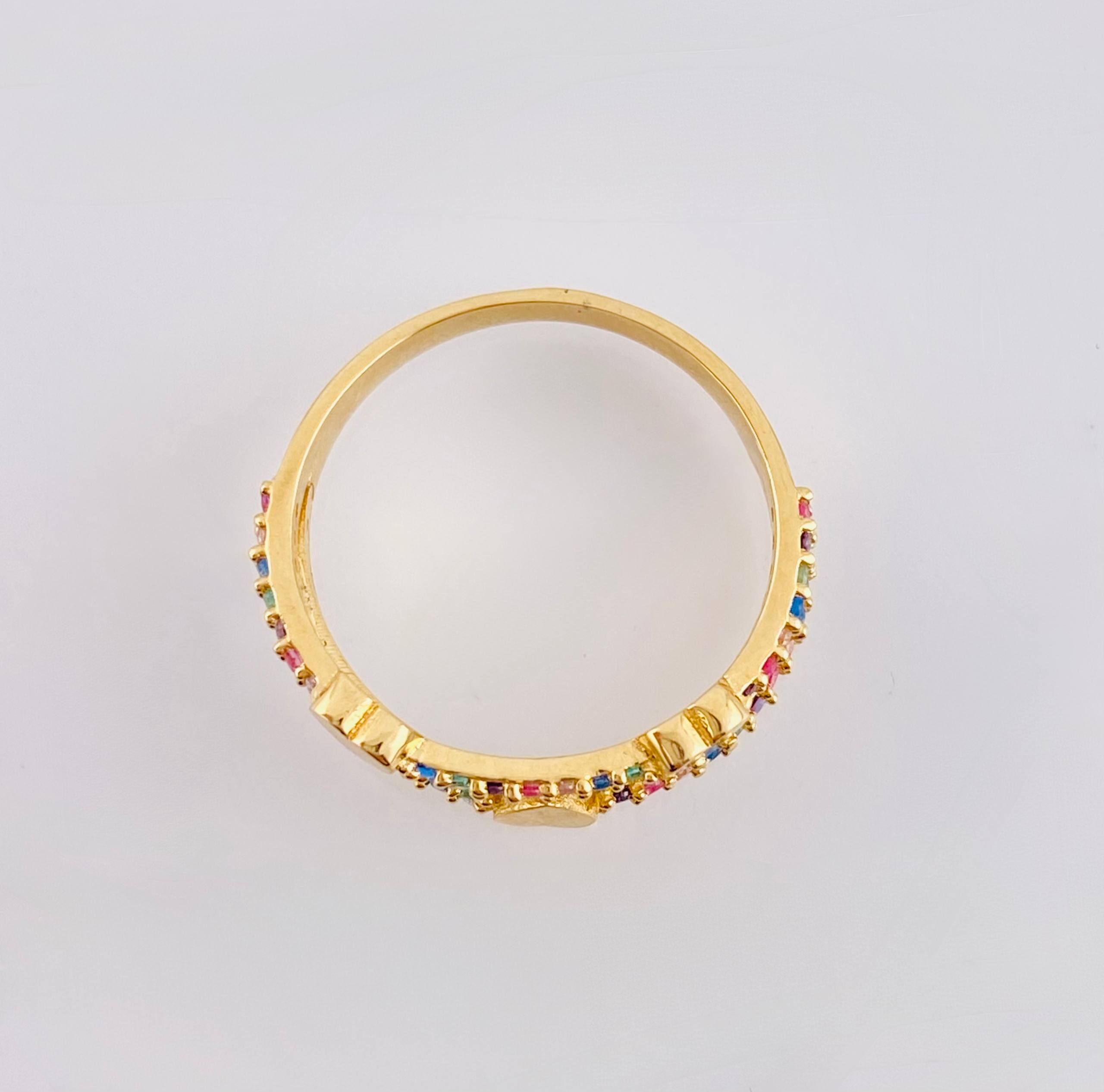 Rainbow Hearts Ring 2.65gr / T7 / 18K Yellow Gold