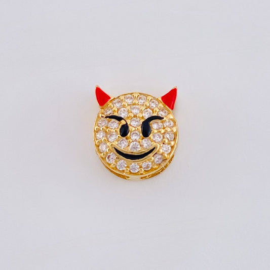 Herraje Emoji Diablo Cachos Rojos 1.05gr / 1/4 in / Oro Amarillo 18K *