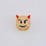 Herraje Emoji Diablo Cachos Rojos 1.05gr / 1/4 in / Oro Amarillo 18K *