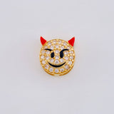 Herraje Emoji Diablo Cachos Rojos 1.05gr / 1/4 in / Oro Amarillo 18K