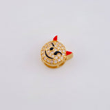 Herraje Emoji Diablo Cachos Rojos 1.05gr / 1/4 in / Oro Amarillo 18K *