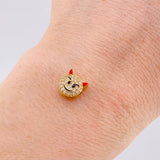 Herraje Emoji Diablo Cachos Rojos 1.05gr / 1/4 in / Oro Amarillo 18K *