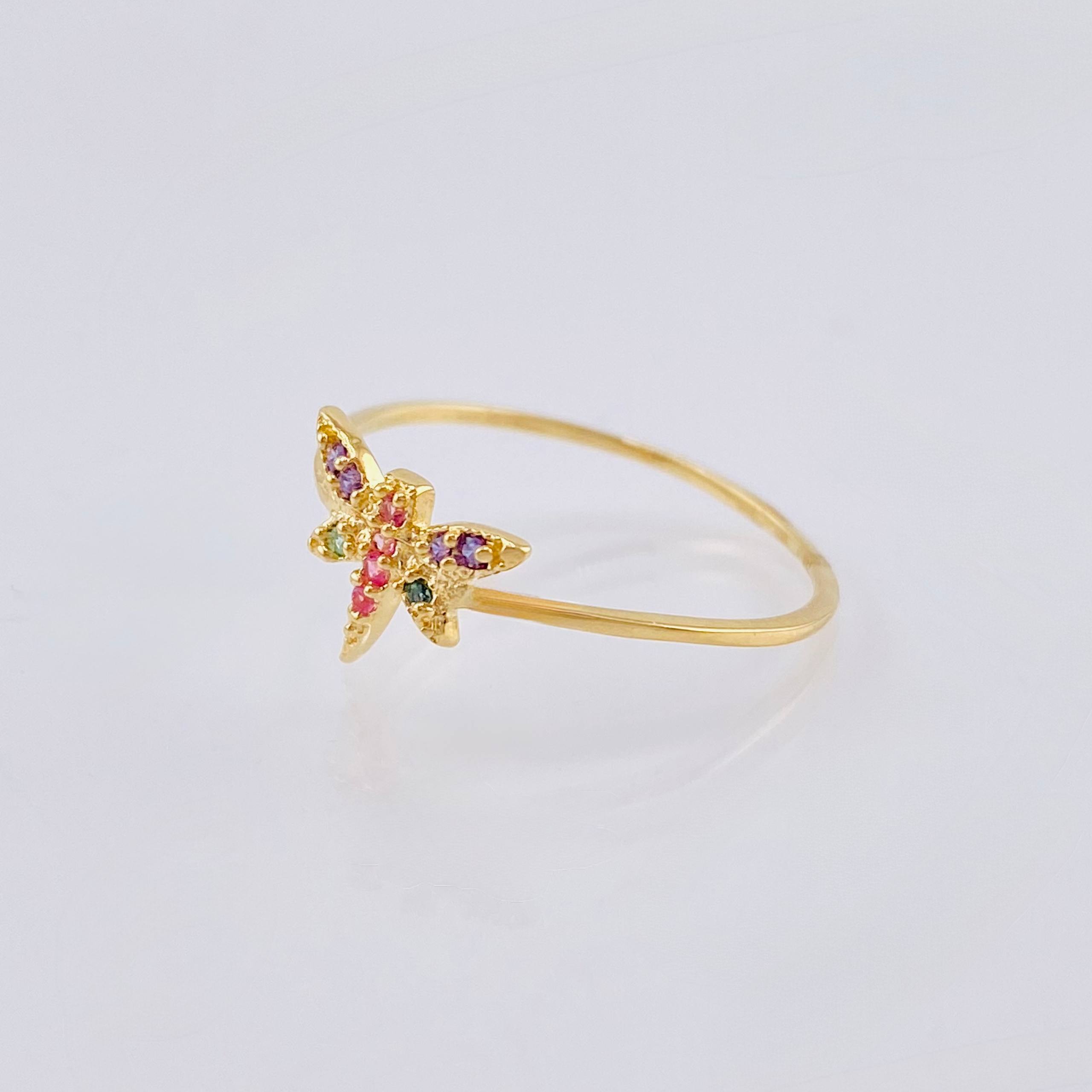 Anillo Libelula 1gr / T7 1/4 / Oro Amarillo 18K